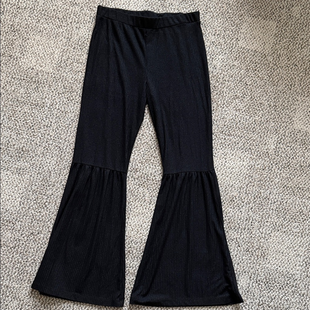 Art Class sparkle Black Ribbed Bell Bottom Flare pants